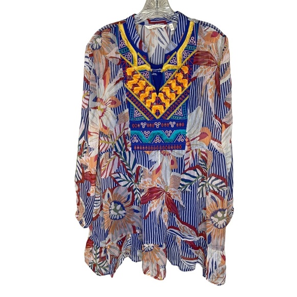 Soft Surroundings Embroidered Sheer Bohemian Top Sz XL - Picture 3 of 8